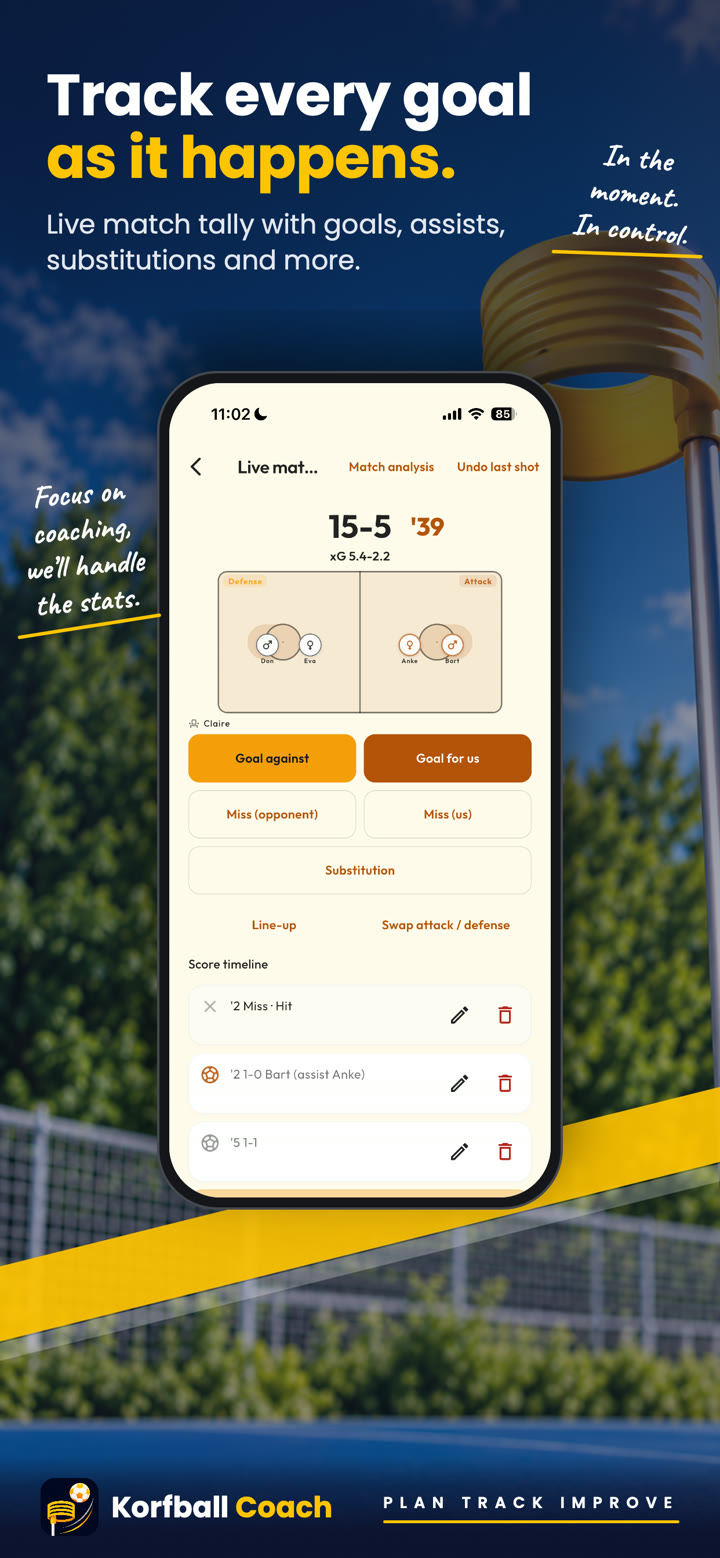 Live telling in Korfbal Coach